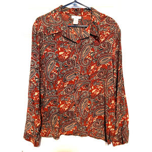 Laura Leigh Ltd Women's Button Front‎ Blouse Size L 25 1/2" Long x 21" PTP